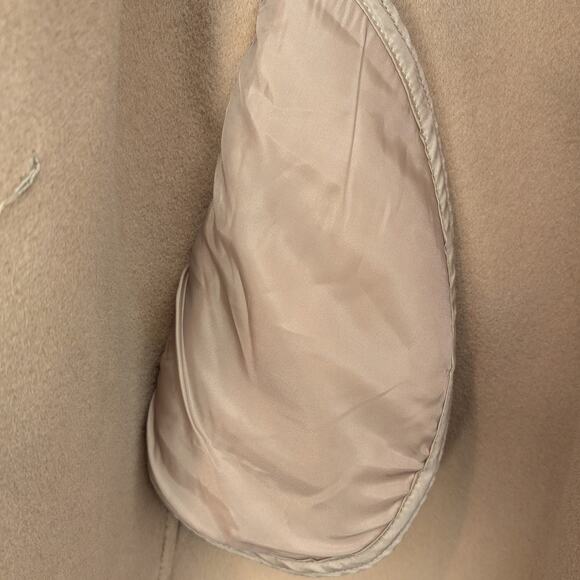 Pissenlit Camel Wool Cashmere Coat genuine Fox Fur Collar - Picture 6 of 9